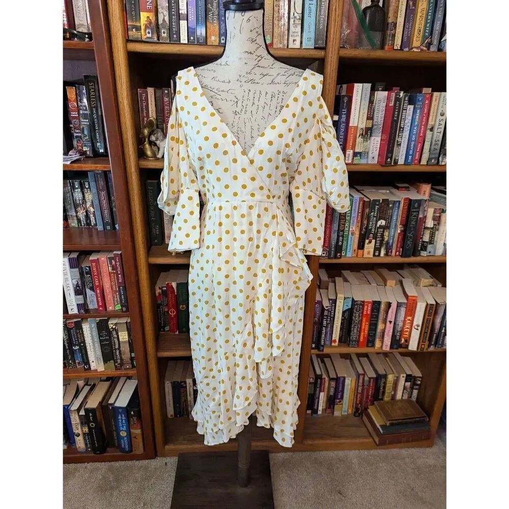 House of Harlow 1960 x REVOLVE Ginger Dress White Copper Polka Dot M $278